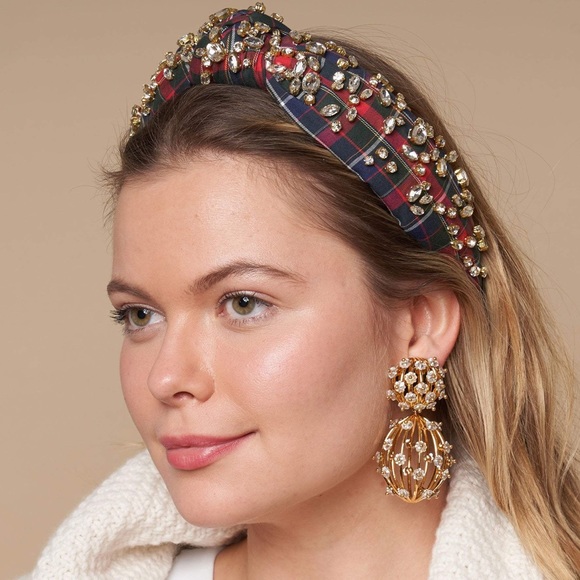 LELE SADOUGHI PLAID TARTAN HOLIDAY LIMITED EDITION CRYSTAL HEADBAND BLOGGER FAV - Picture 1 of 5